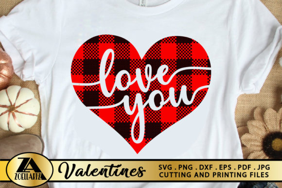 Valentines Buffalo Plaid Love You Heart for Crafts and Graphics